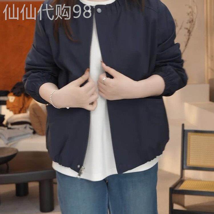 圆领夹克外套女春秋2026新款高级感大码外搭气质宽松显瘦开衫上衣