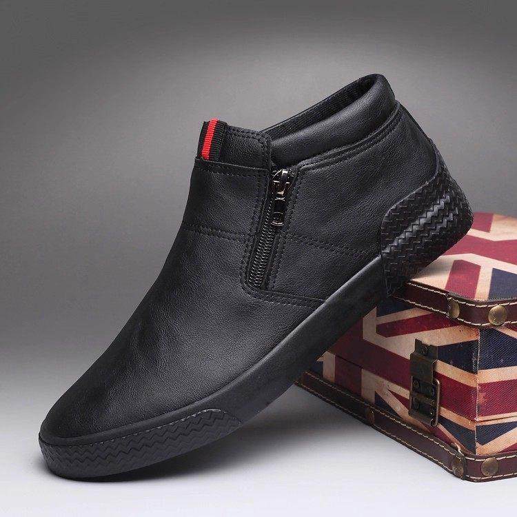 潮牌高帮男鞋秋冬季新款防水防滑休闲板鞋加绒加厚保暖耐磨马丁靴