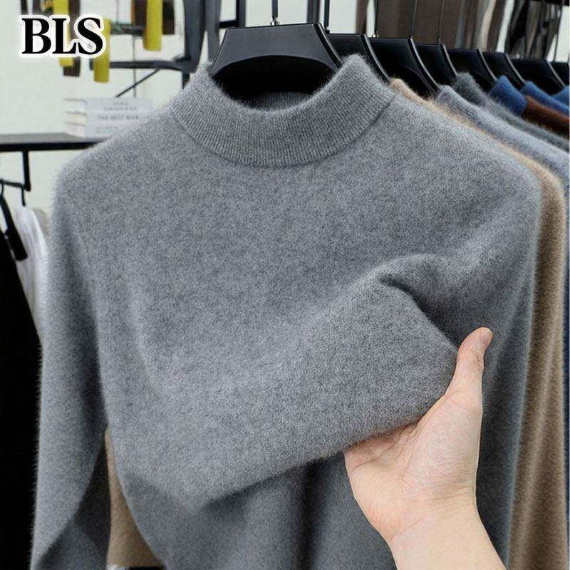 高端加绒半高领纯羊绒衫男士冬季2025新款加厚保暖打底衫男款毛衣