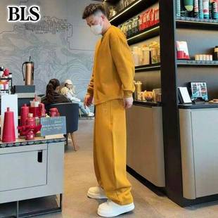 高端加绒重磅运动套装男士冬季2025新款加厚卫衣直筒裤两件套男款