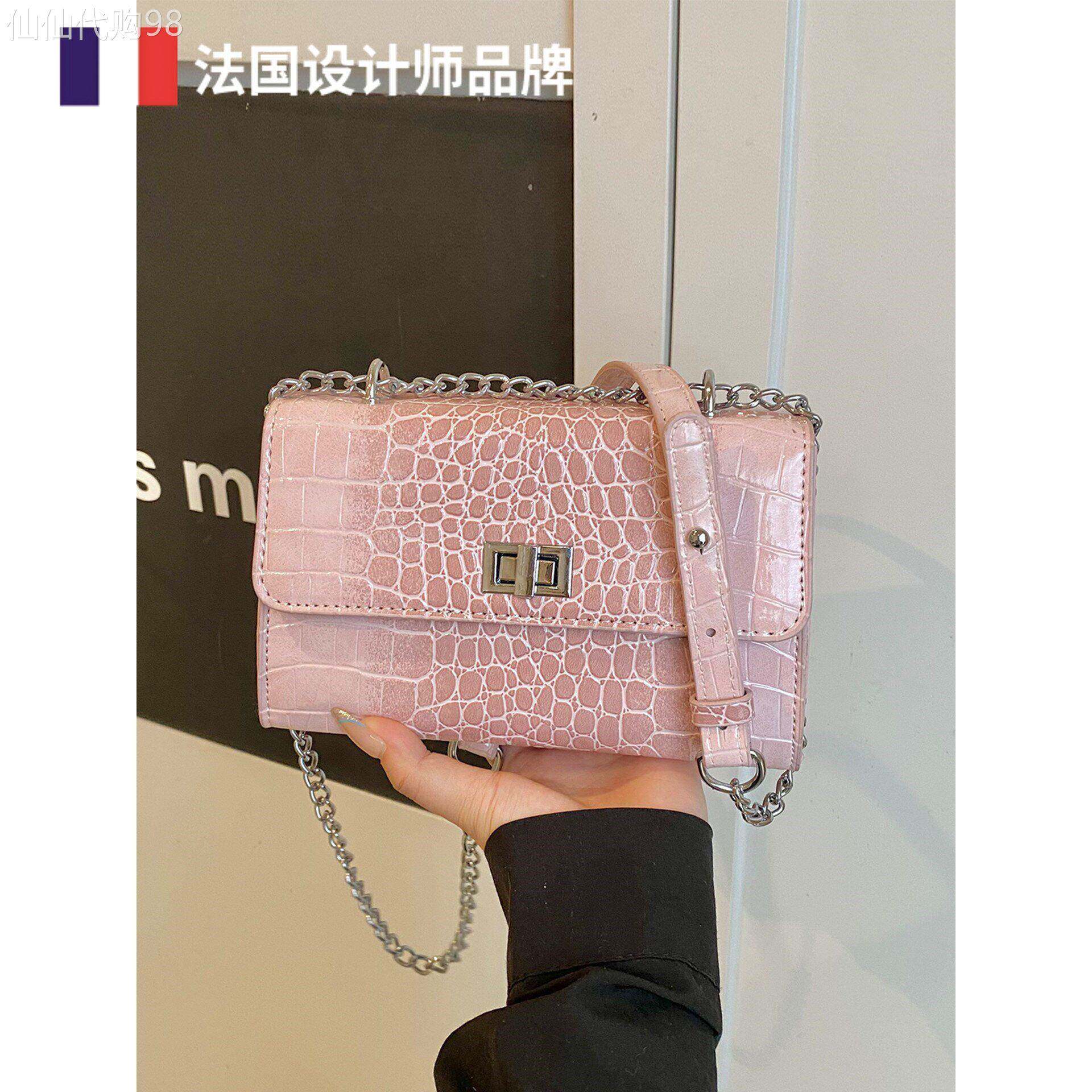 法国专柜Givenivan 鳄鱼纹包包女款单肩腋下包通勤链条斜挎小方包
