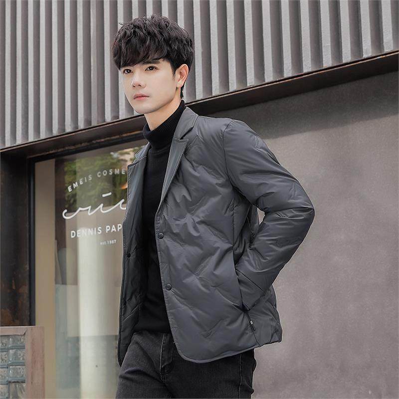 冬季新款轻薄羽绒服男时尚商务修身短款休闲青年保暖男士西服外套