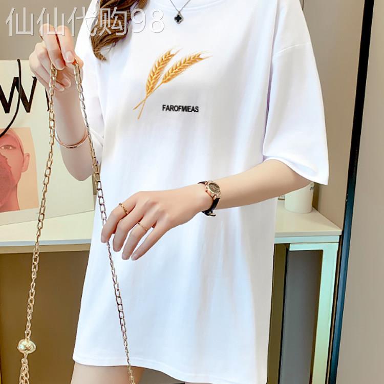 韩国潮牌中长版T恤女宽松上衣2026夏新款半袖遮屁股显瘦短袖t恤女