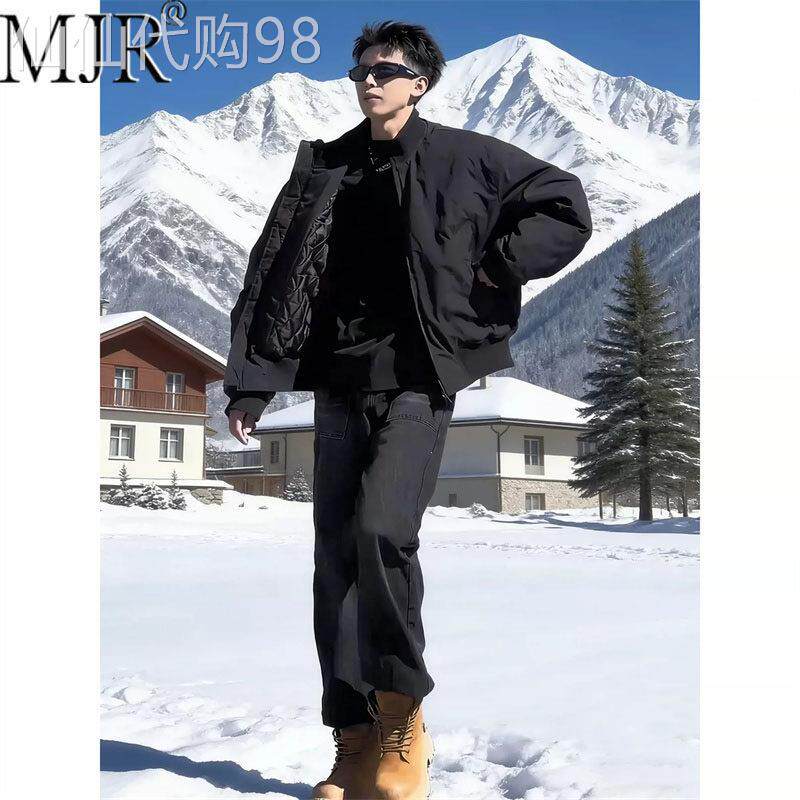 潮牌美式立领飞行夹克男2026新款高级感短款加厚棉服男款冬季外套