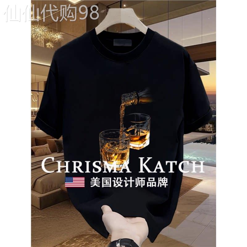 出口美国Chrisma Katch~痞帅印花宽松休闲重磅纯棉短袖T恤上衣