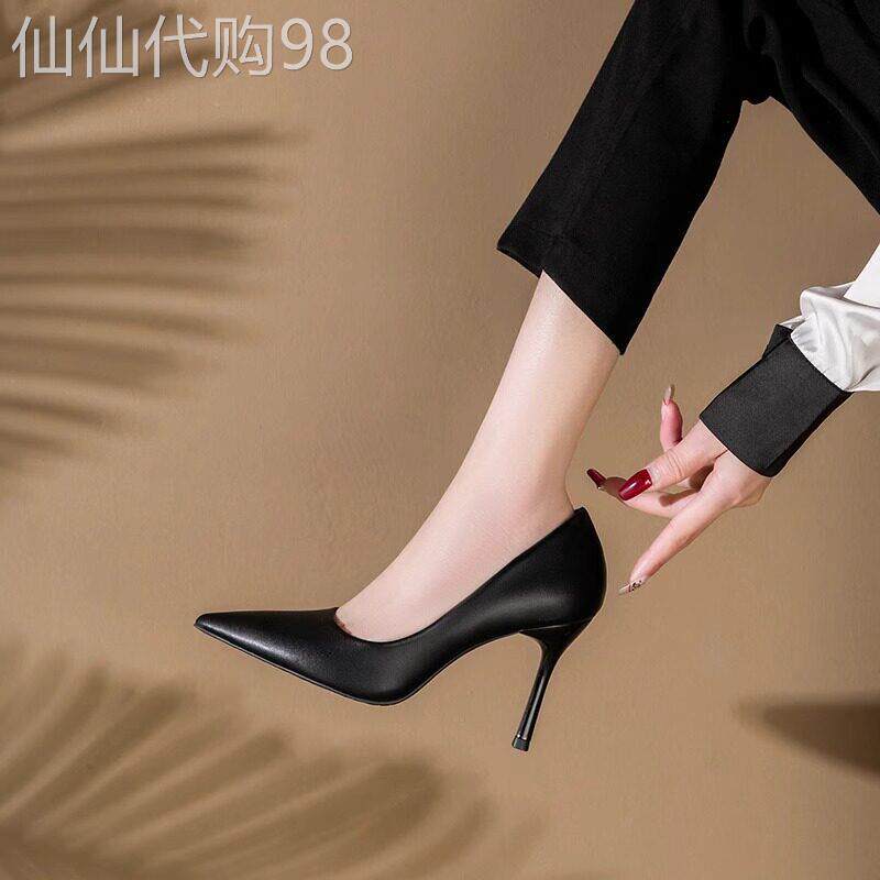 职业高跟鞋女2025春秋新款细跟软底不累脚面试空乘礼仪正装单鞋子