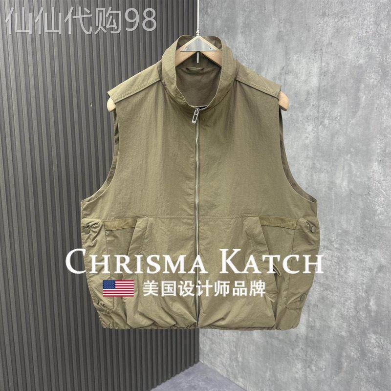 出口美国⭐Chrisma Katch~美式立领工装马甲男多口袋无袖背心外套