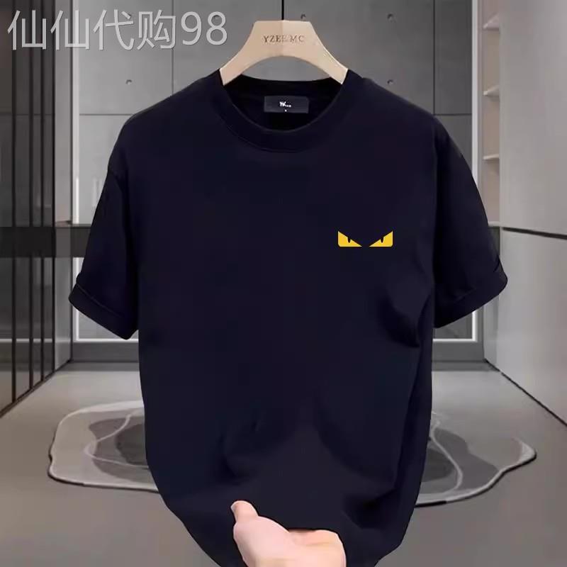 香港潮牌夏季新款小怪兽眼睛印花圆领短袖男女款T恤百搭100%纯棉