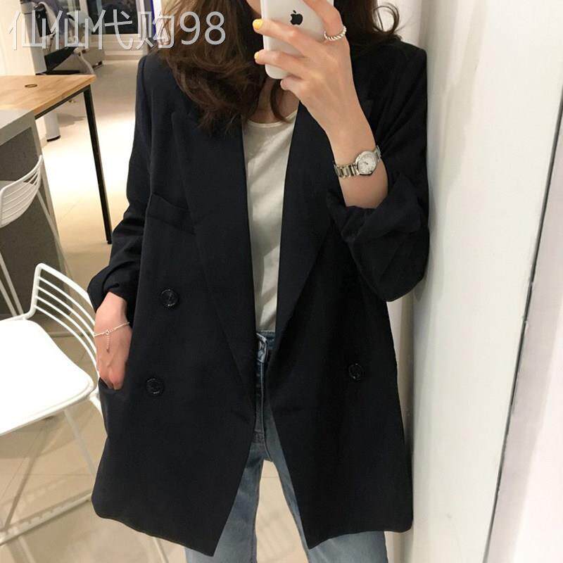 潮牌2025春秋季韩版chic网红小西装中长版宽松休闲西服上衣外套女