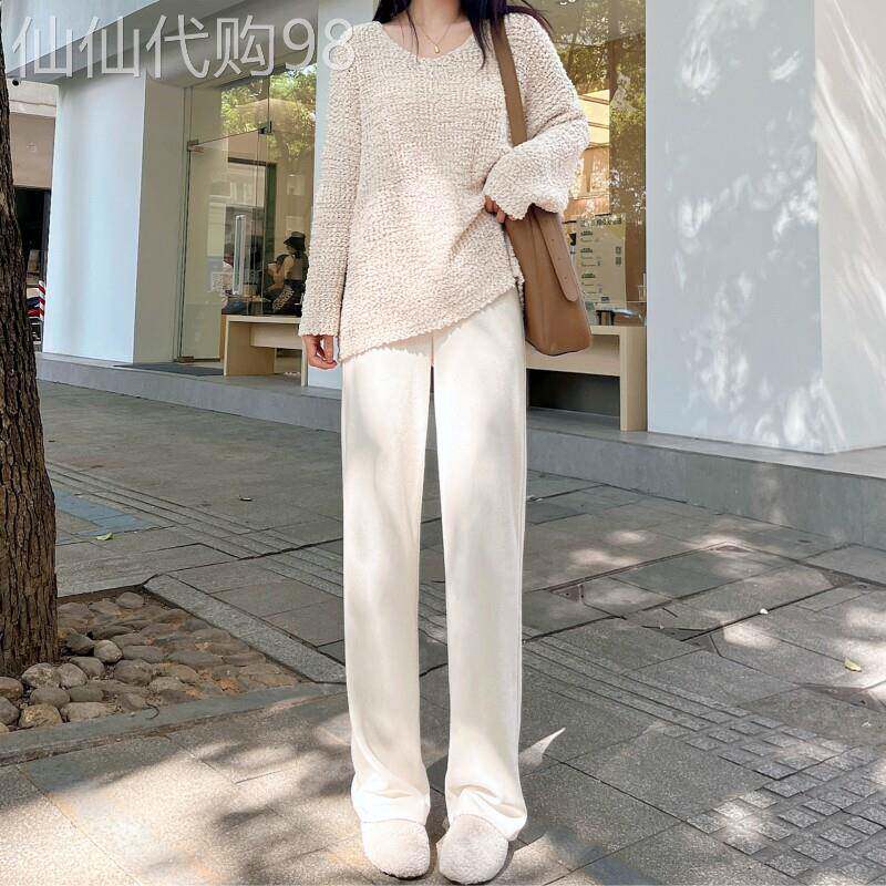 软糯窄版阔腿裤女裤子显瘦直筒2025新款春秋冬垂感小个子慵懒拖地