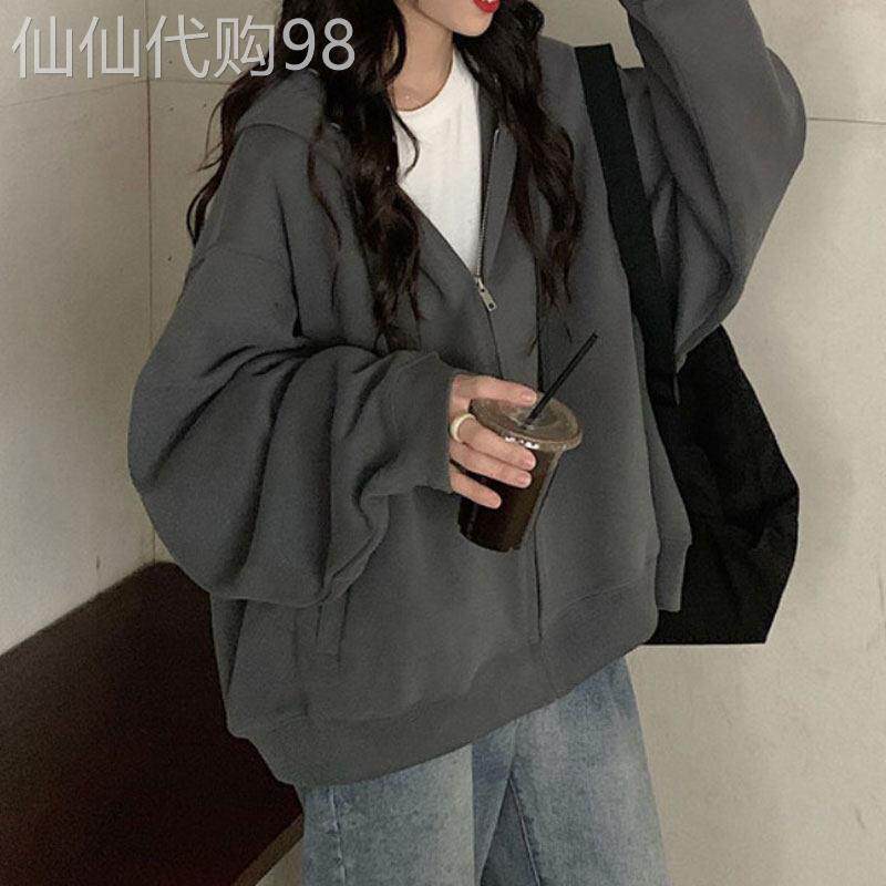 连帽开衫卫衣女春秋季2026新款大码胖mm气质修身百搭拉链外套上衣