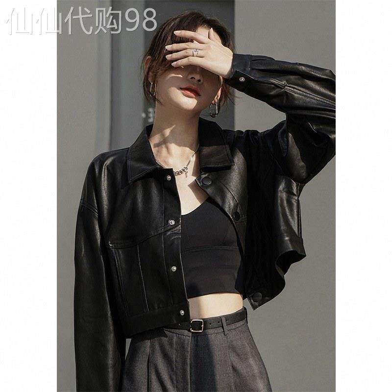 小个子皮衣外套女春秋今年流行款高级感宽松休闲黑色短款pu皮夹克