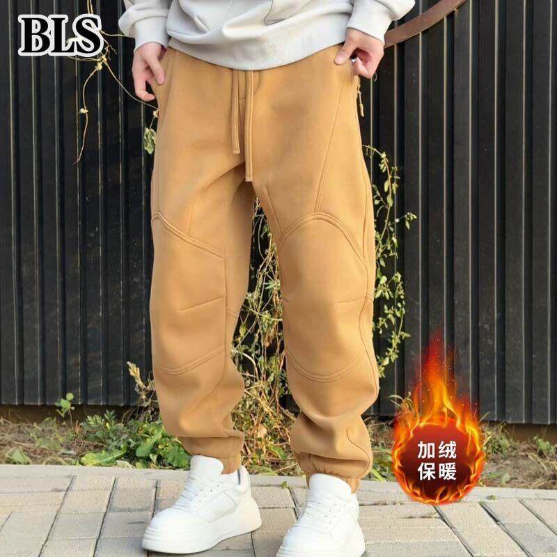 高端束脚休闲裤男款2025新款冬季加绒加厚运动卫裤男士多口袋长裤