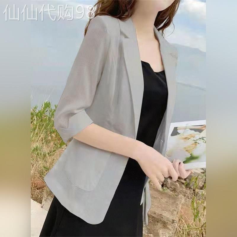 潮牌亚麻小西装女2026夏薄款大尺码棉麻韩版休闲英伦风防晒西服外
