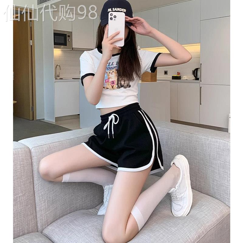 阔腿运动短裤女2026新款夏季跑步抽绳小个子高腰宽松休闲A字热裤