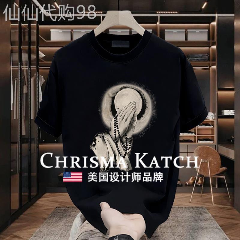 出口美国Chrisma Katch~痞帅印花宽松休闲重磅纯棉短袖T恤上衣