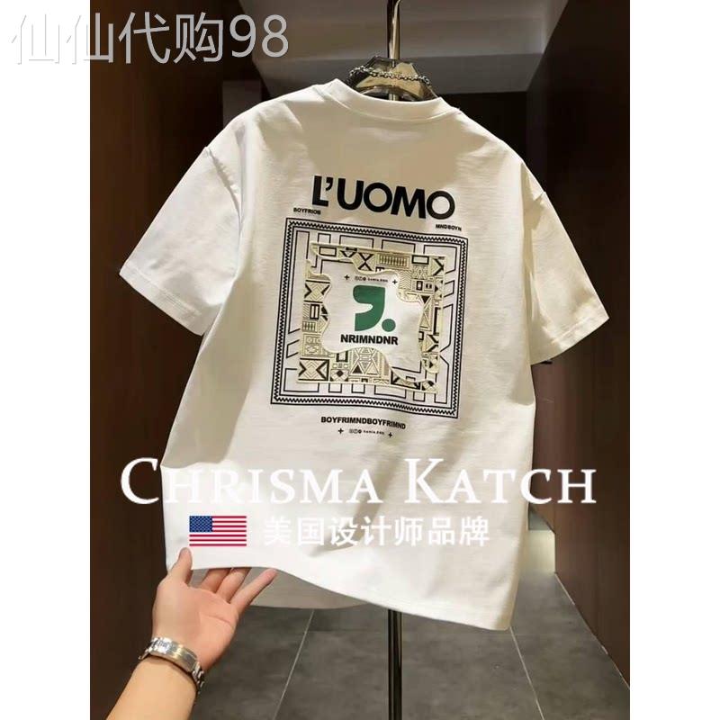 出口美国Chrisma Katch~夏季字母印花T恤休闲纯棉圆领半袖上衣