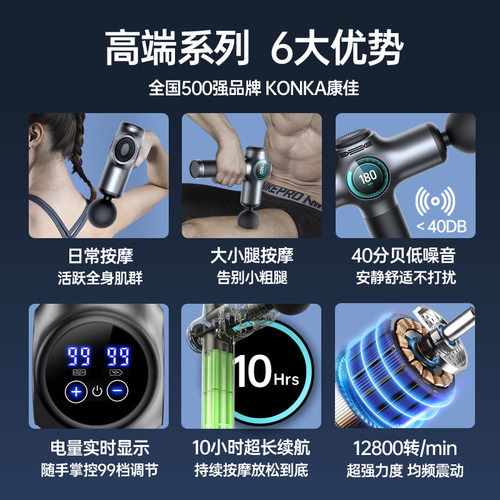 跨境筋膜枪货源2500mAh打击电动按摩枪深层组织肌肉按摩器