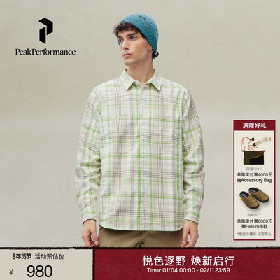 Peak Performance壁克峰Heavy Cotton男子休闲纯棉格纹长袖衬衫