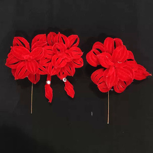 戏曲鬓花戏剧红绒花绢花耳边花京剧青衣花旦头饰头台包头用品