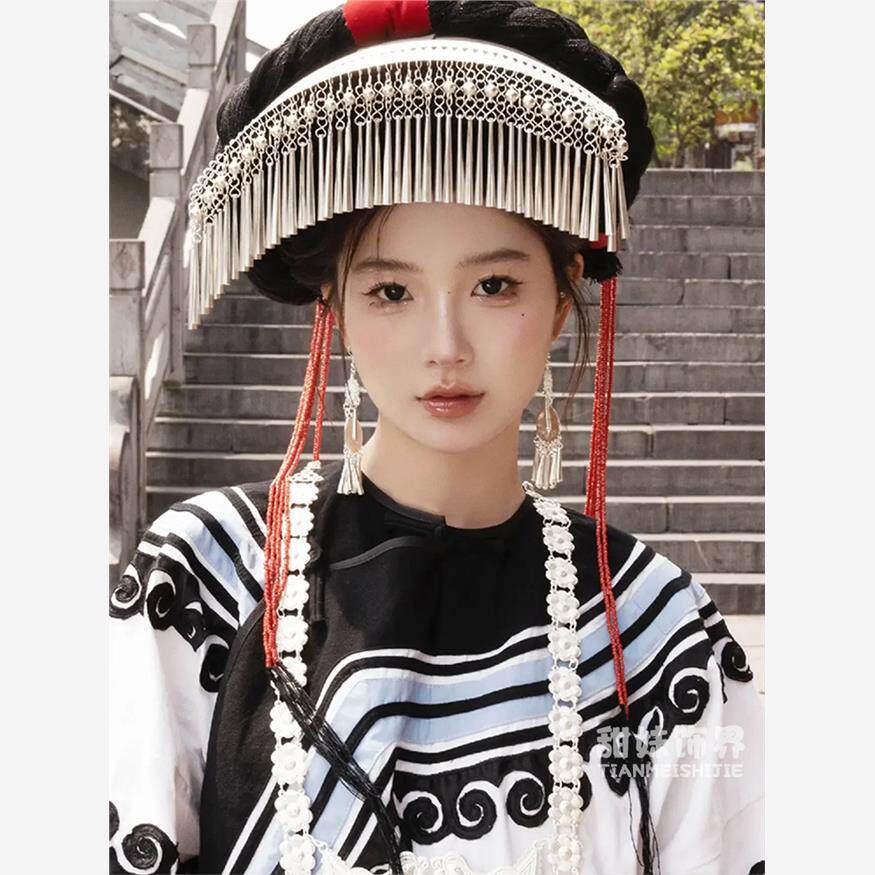 云南彝族帽子步摇发簪流