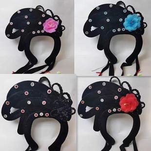 唱戏头饰头戴戏剧戏曲假发头饰黄梅戏头饰花旦丫环全套古风头套