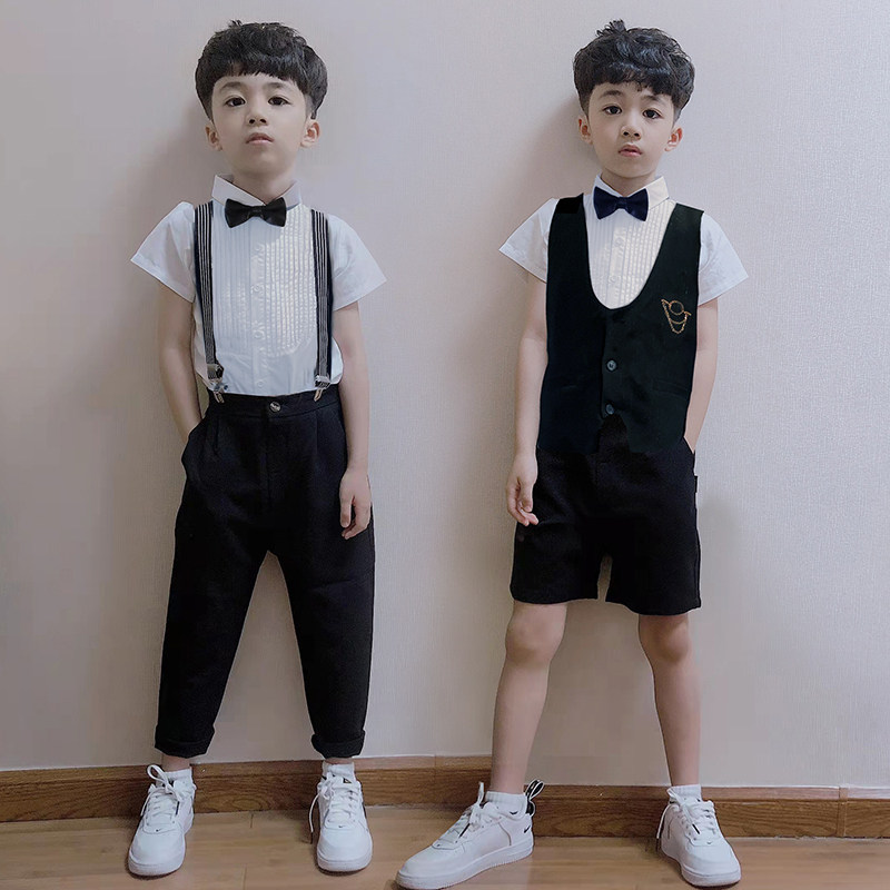儿童男童礼服套装英伦风主持人走秀钢琴演出服夏季花童帅气小西装