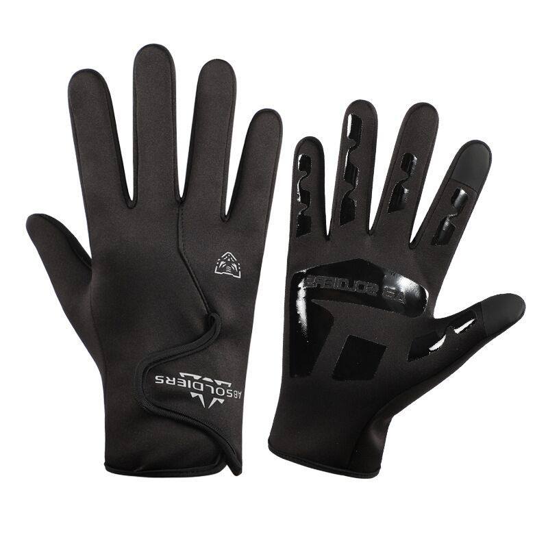 男手套钓鱼秋冬季户外运动骑行保暖防滑防水防风触屏全指二指三指