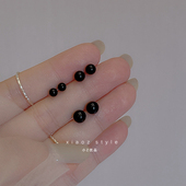 养耳黑色圆球豆豆男女圆珠耳饰品 爆款 925银个性 简约耳钉2026新款