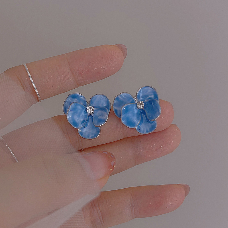 小Z优品清新甜美鸢尾花耳钉蓝色