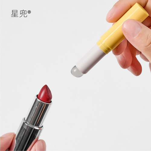 星兜短柄硅胶免洗带盖子唇刷