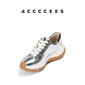 女鞋 4CCCCEES 银色厚底老爹鞋 增高休闲运动鞋 KAPOK SOON