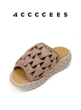 4CCCCEES / Jabara Amor 厚底时装鱼嘴一字拖折纸ins风女鞋增高