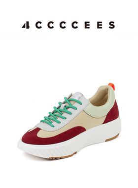 4CCCCEES/ Ray Reta 淡褐色休闲德训鞋厚底拼接板鞋复古鞋百搭