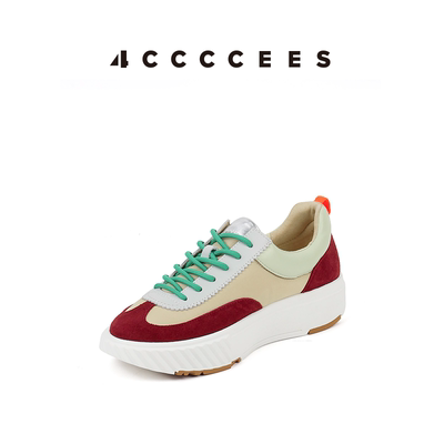 厚底增高4CCCCEES真皮纯色德训鞋
