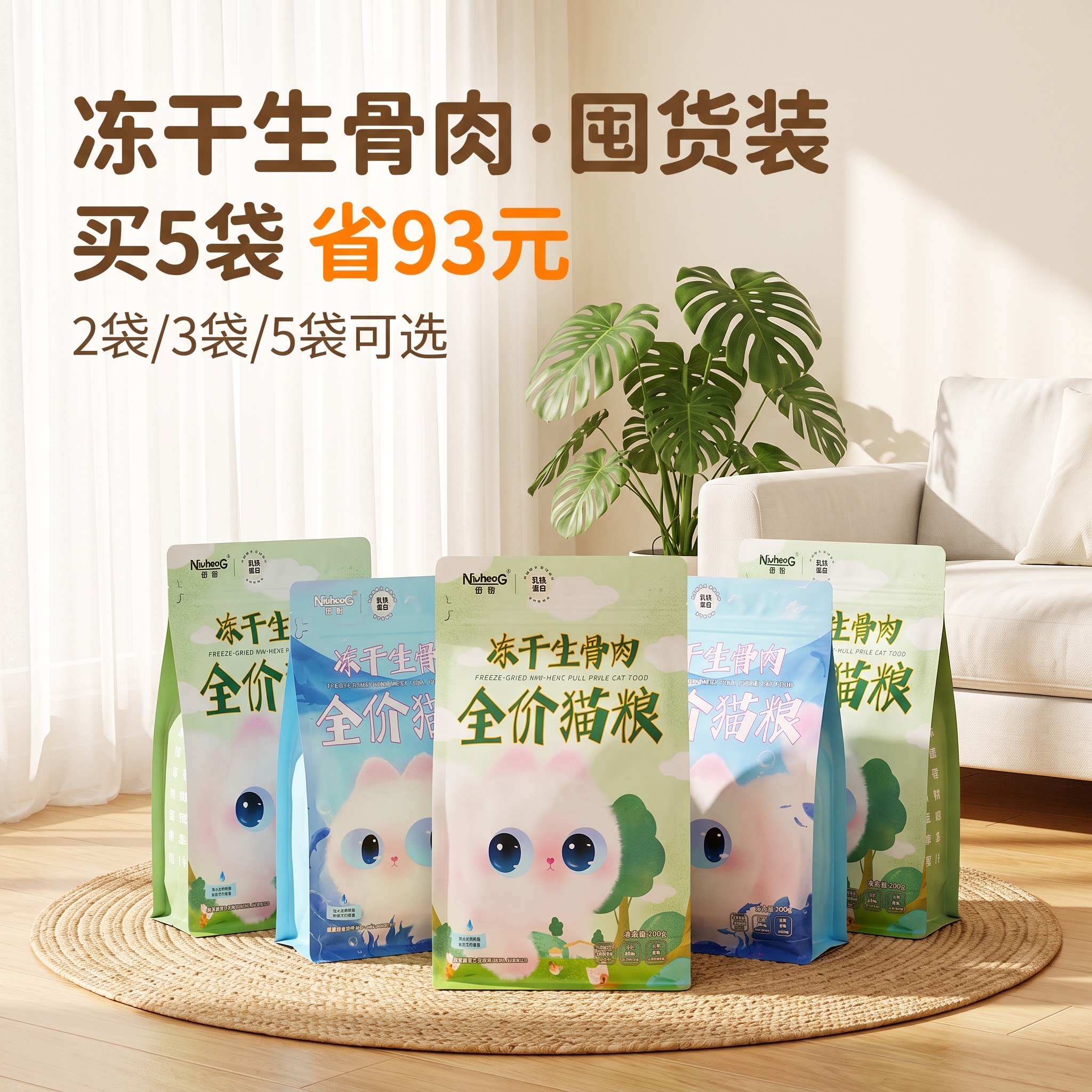纽衡生骨肉冻干猫粮高蛋白乳铁蛋