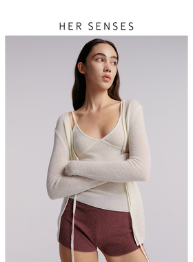 HER SENSES/何识时装系列简约通勤风系带开衫WCD30