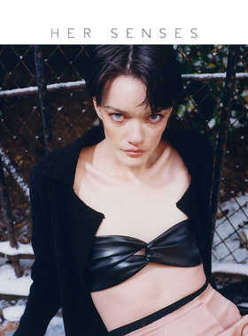 HER SENSES/何识时装系列纯素皮皱褶系带设计抹胸WBR02