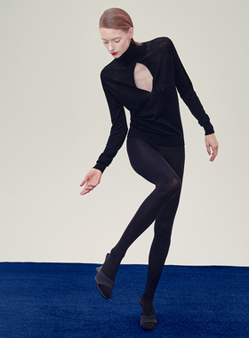 HER SENSES/何识时装系列高级感前片开叉高领毛衣WPO25