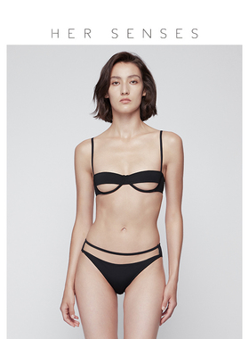 HER SENSES/何识艺塑系列网纱拼接1/2杯钢圈文胸超薄细肩带 B074
