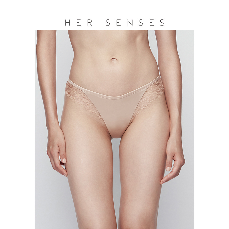 何识半手工睫毛蕾丝性感低腰T裤