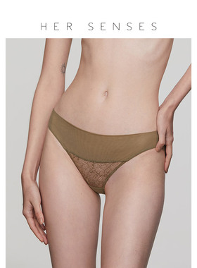 HER SENSES/何识生长系列网纱蕾丝中腰三角裤P014
