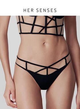 HER SENSES/何识艺塑系列线条低腰不规则线条T裤P121