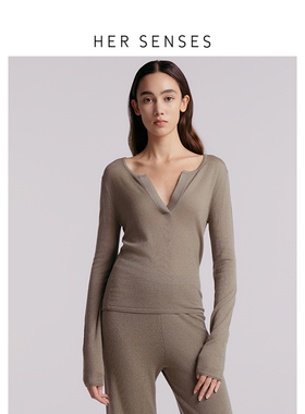 HER SENSES/何识时装系列舒适透气高级感亨利领毛衣HPO23