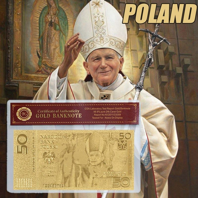50 zloty poland gold banknote pope john paul ii for collect
