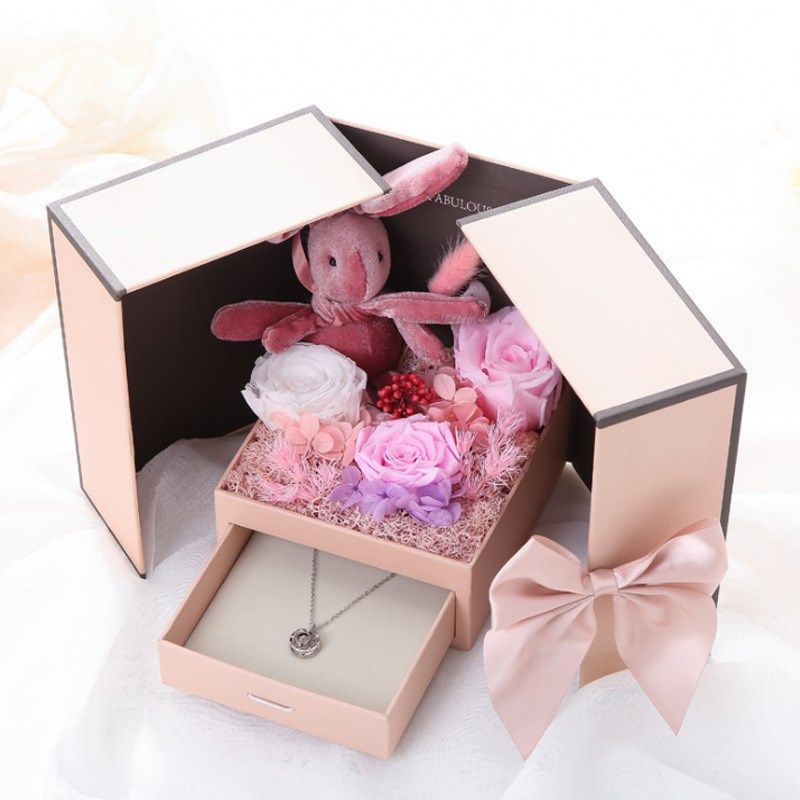 2020 valentines day gift teddy bear rose two door gift box