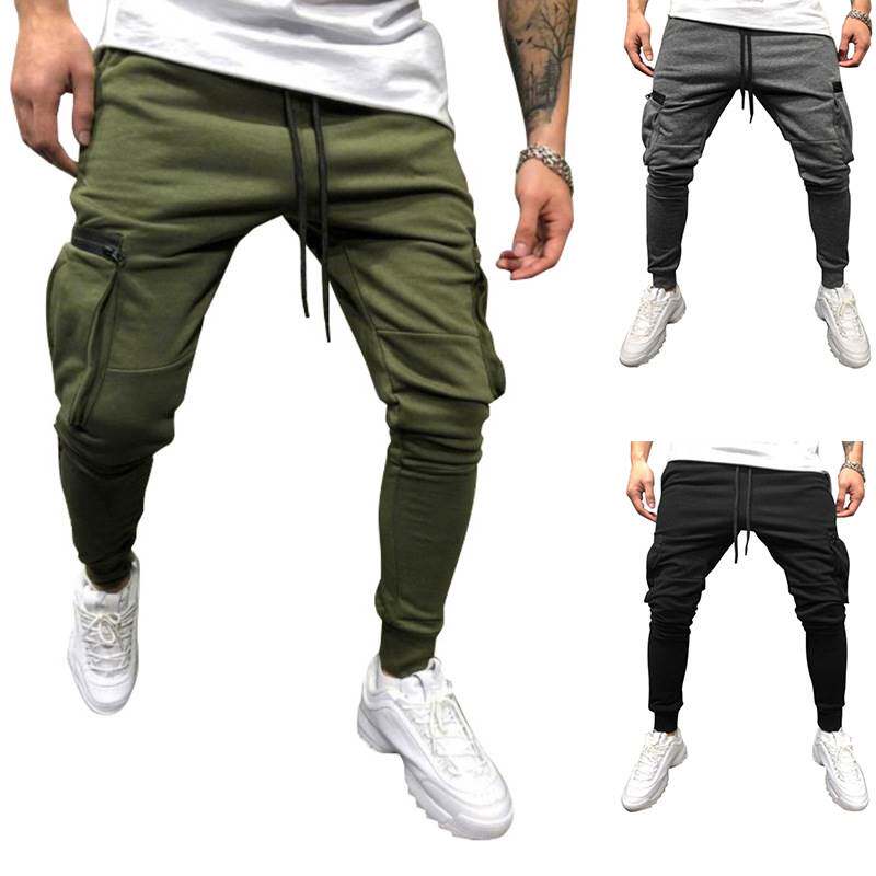 -New men's solid color side pocket zipper drawstring pencil|ruв категории Мужская одежда, брюки - от Buy2taobao.com для оказания профессиональной услуги покупки агента Taobao