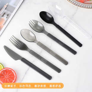 一次性美式 沙拉水果捞奶茶牛扒刀叉勺 刀叉勺加厚长柄塑料独立包装