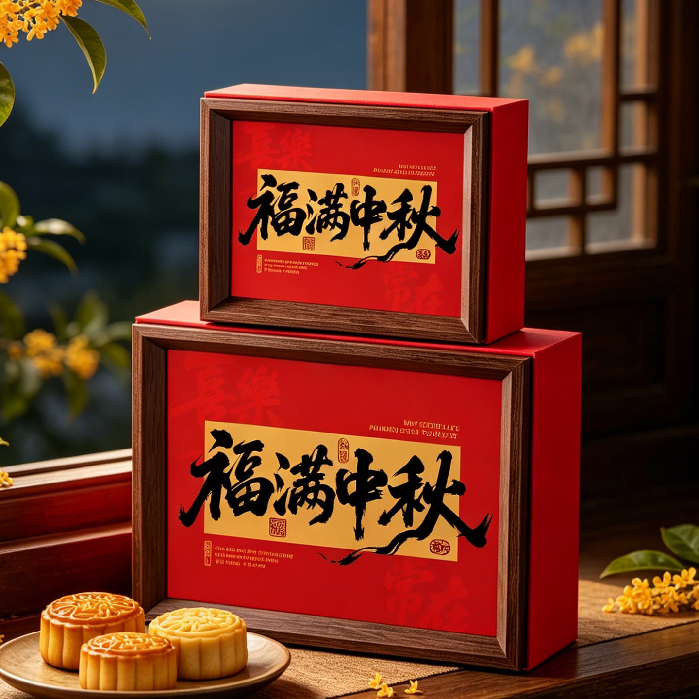 中秋节月饼礼盒高档包装盒空盒定制4/6粒装高级感手提礼品盒子