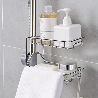 ucet Sponge Holder Sink Organizer Drainer Faucet Hanging St